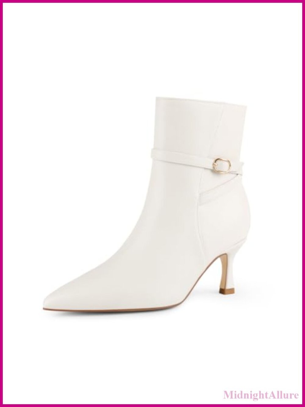 Pointed Toe Kitten Heel Ankle Boots Buckle Strap Dress Booties